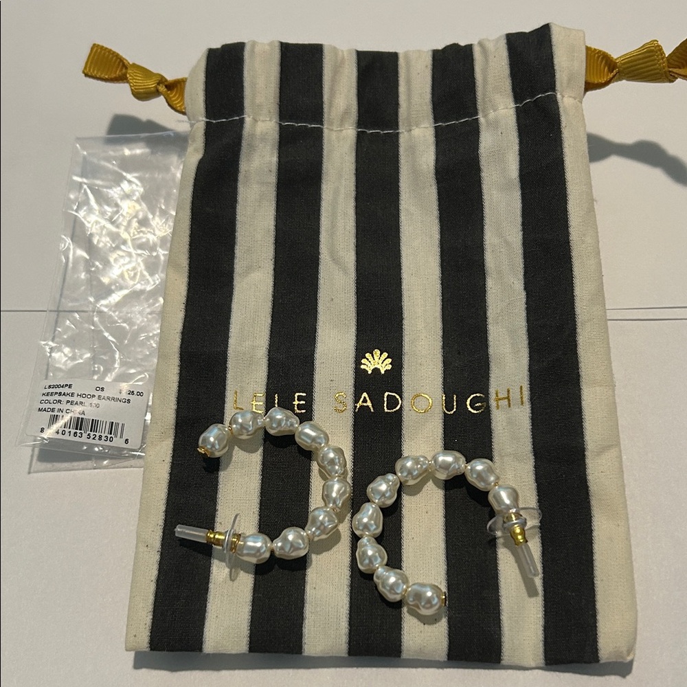 Lele Sadoughi Gold and White Faux Pearl Earrings